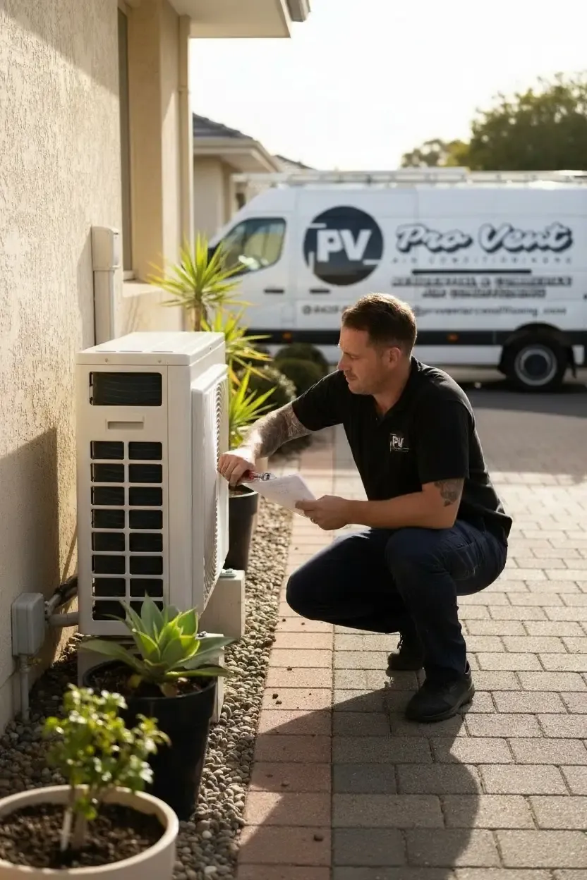 Pro Vent technician servicing an outdoor unit