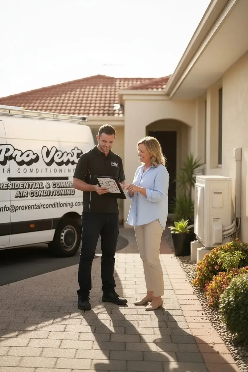 Pro Vent technician talking through a quote with a homeowner